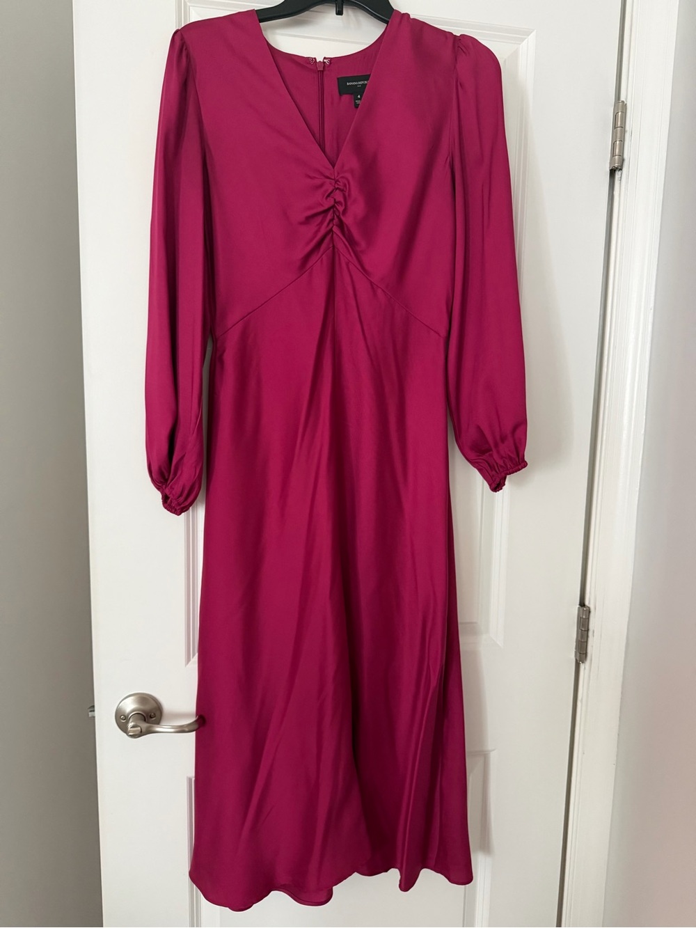 Banana Republic Fuchsia Long-Sleeve Midi Dress